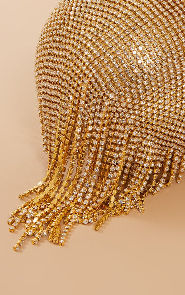Gold Diamante Tassel Sphere Clutch
