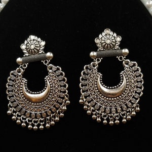 Traditional oxidized chandbali earrings