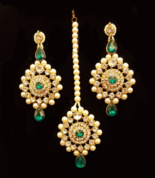 Pearls with pearl Gold Tone set with earrings and tikka.