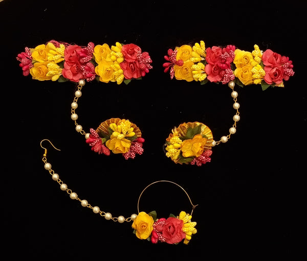 Yellow & Pink Floral Jewellery Set.