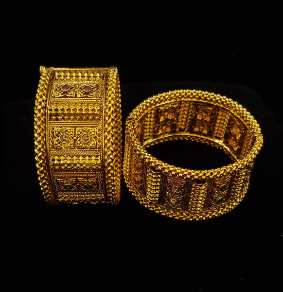 Gold Plated Padmavati Broad Style Openable kangan [Pair] .
