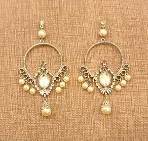 Silver Pearl Chandelier Earrings.
