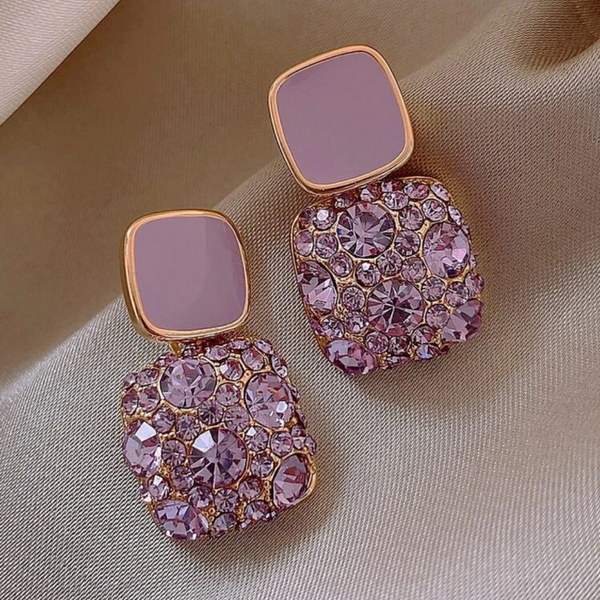 Rhinestone geo decor earrings