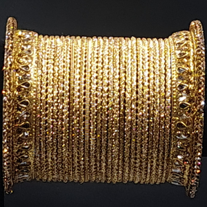Indian kundan look hand engraved peeled metal mesh work twisted wires rhine stone meenakaari enamel designer golden bangles set