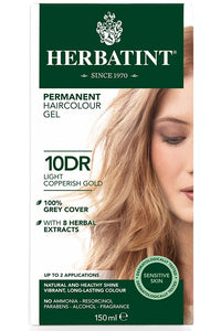 Herbatint 150 ml Number 10DR Light Copperish Gold Permanent Herbal Hair Colour Gel