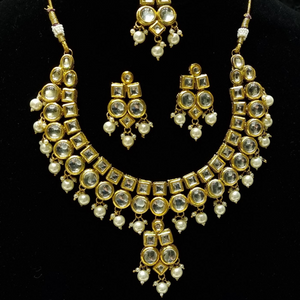 Hand crafted Elegant Design Kundan Gold Plated Classic Necklace Meenakari set.