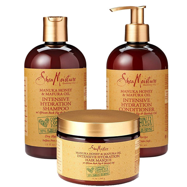 SheaMoisture Manuka Honey & Mafura Oil Intensive Hydration Combination Set - Includes 13 oz. Shampoo, 13 oz. Conditioner & 12 oz. Hair Masque