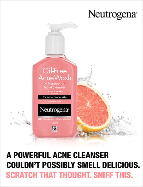 Neutrogena Oil-Free Salicylic Acid Pink Grapefruit Pore Cleansing Acne Wash and Facial Cleanser with Vitamin C, 9.1 fl. oz