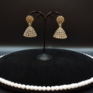 Elegant gold stone jhumki earrings