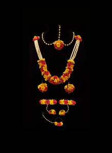 Yellow & Pink Floral Jewellery Set.