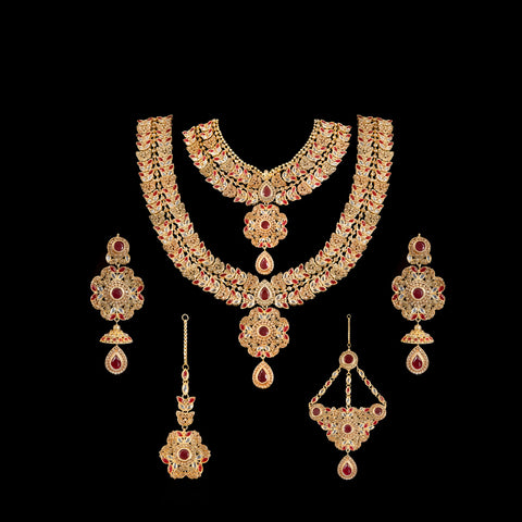 Bridal Kundan White and Maroon Color stones jewellery sets