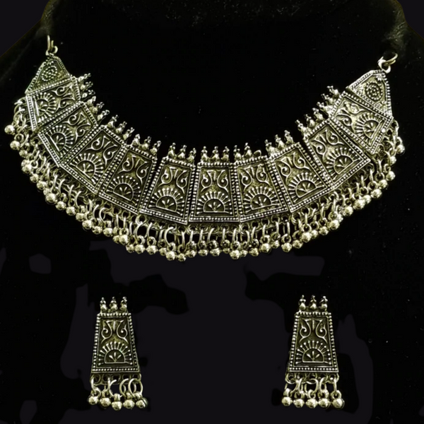 German silver tribal necklace with earrings