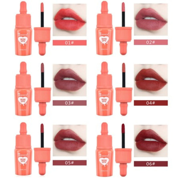 TEAYASON Liquid Lip Gloss Matte Lip Dyeing Moisturizing Makeup 6 Colors