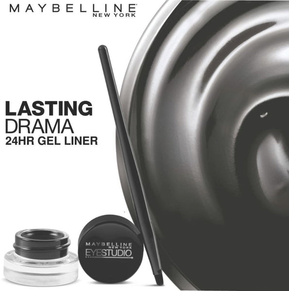 Maybelline New York Makeup Eyestudio Lasting Drama Gel Eye Liner, Blackest Black, Waterproof