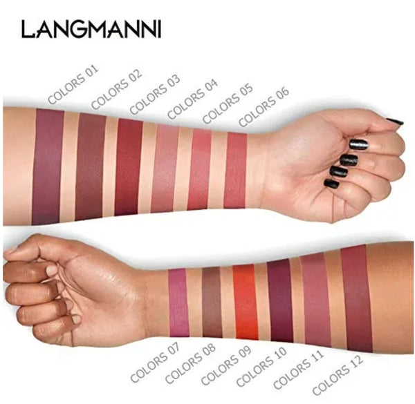 Langmanni 12pcs Classic Tint Soft Matte Liquid Lipstick Set L9800