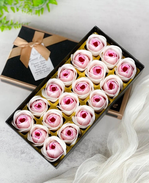 Rose Petals Soap Flowers in Box Handmade Artificial Scented Bath Soap Flora Bouquet for Wedding Birthday Party Home Decoration Valentine's Day Baby Pink