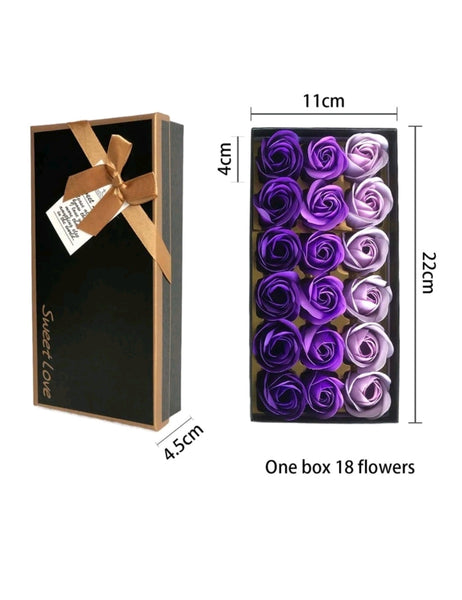 Bath Soap Rose Flower Floral Scented Rose Soap Petals Body Soap in Gift Box for Valentine's Day Anniversary Birthday Mothers Day Gifts, Gift for Her (18 Pcs/Box Gradient Purple)