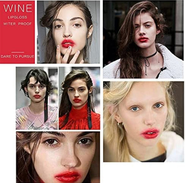 Wine Lip Tint  Waterproof Wine Lip Stain, Long Lasting Matte Liquid Wine Bottle Lipstick Lip Gloss for Women Makeup