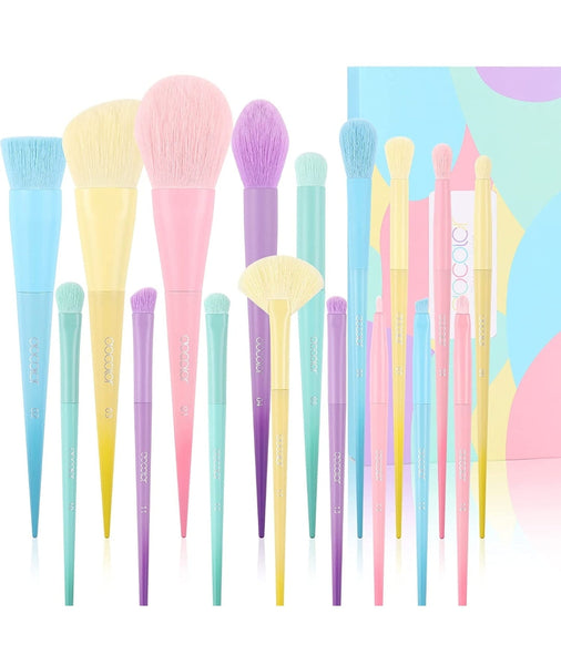 Docolor Makeup Brushes 17 Pcs Colourful Makeup Brush Set Premium Gift Synthetic Kabuki Foundation Blending Face Powder Blush Concealers Eyeshadow Rainbow Make Up Brush Set - Dream of Color