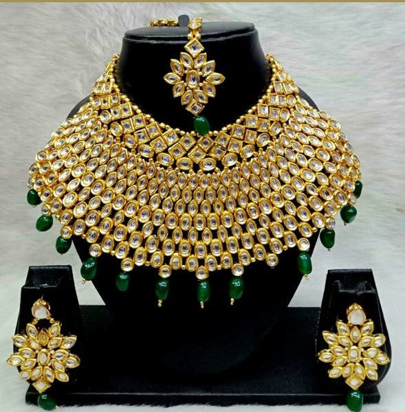 Elegant Indian Traditional Wedding Wear Kundan Pearl Encrusted Choker Necklace Set with Earrings Ethnic Bollywood Party