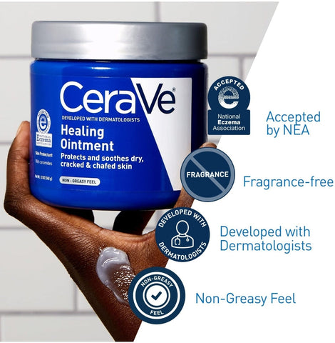 CeraVe Healing Ointment | Moisturizing Petrolatum Skin Protectant for Dry Skin with Hyaluronic Acid and Ceramides | Lanolin Free & Fragrance Free | 12 Ounce