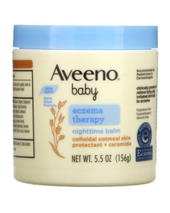 Aveeno Baby Eczema Care Nighttime Balm - Bedtime Body Lotion for itching due to eczema Colloidal Oatmeal + ceramide - Fragrance Free