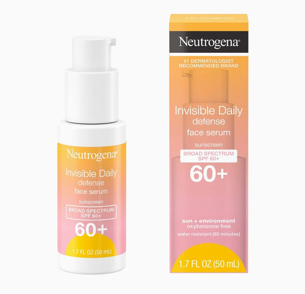 Neutrogena Invisible Daily Defense Face Serum with Broad Spectrum SPF 60+ to Help Even Skin Tone, Oil-Free, Non-Greasy, Antioxidant Complex for Environmental Aggressors, 1.7 fl. Oz