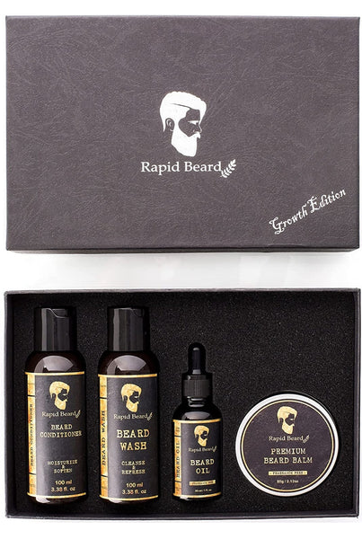 Beard Grooming kit for Men Care - Unscented Beard Oil, Beard Shampoo Wash, Beard Conditioner Softener, Fragrance Free Beard Balm Leave in Wax Butter - for Styling Shaping & Growth set
