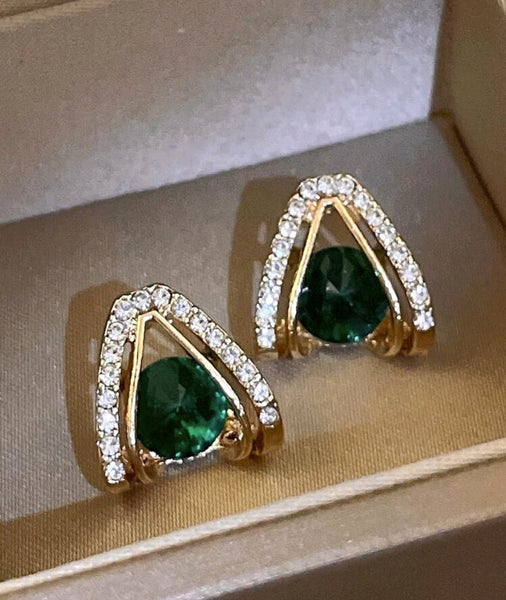 Emerald Rhinestone Studs.