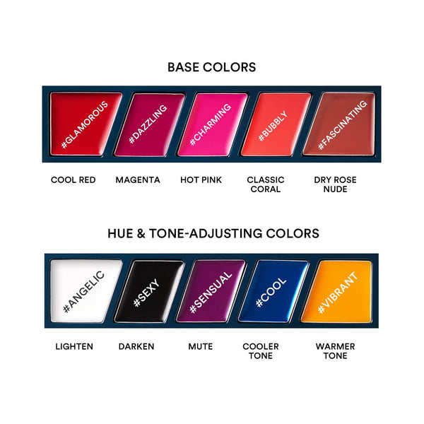 PONY EFFECT Customizing Lip Palette 11g, 0.38 Ounces, Lip color, Lip makeup, 10 Color Create Customizing Colors, With Dual Lip Brush